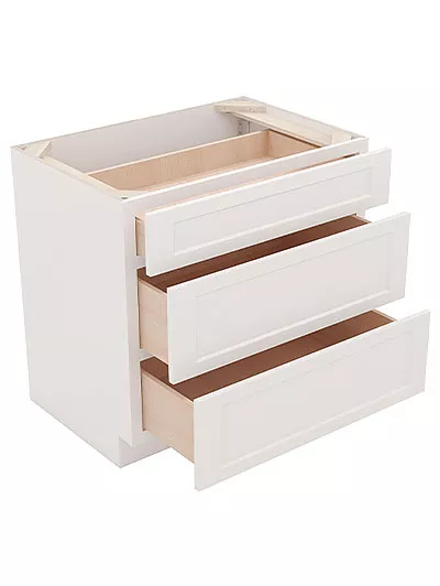 AW-DB30(3): Ice White Shaker 30″ 3 Drawer Base Cabinet
