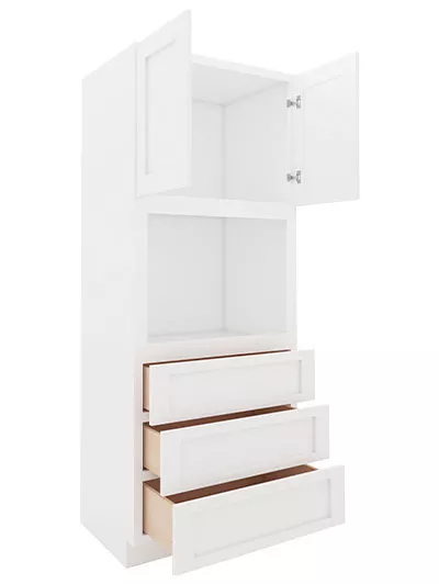 AW-OC3384B: Ice White Shaker 33″ 3 Drawer 2 Door Oven Cabinet