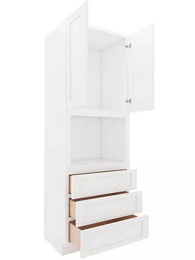 AW-OC3396B: Ice White Shaker 33″ 3 Drawer 2 Door Oven Cabinet
