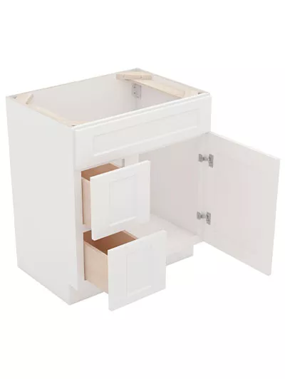 AW-S3021DL-34-1/2″: Ice White Shaker 30″ Left Drawers (2) Vanity