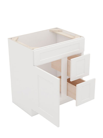 AW-S3021DR-34-1/2″: Ice White Shaker 30″ Right drawers (2) Vanity
