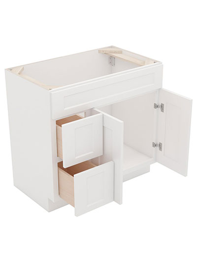 AW-S3621BDL-34-1/2″: Ice White Shaker 36″ Left drawers (2) Vanity