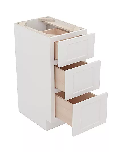 AW-SVB1221-34-1/2″: Ice White Shaker 12″ Three Drawer Base vanity