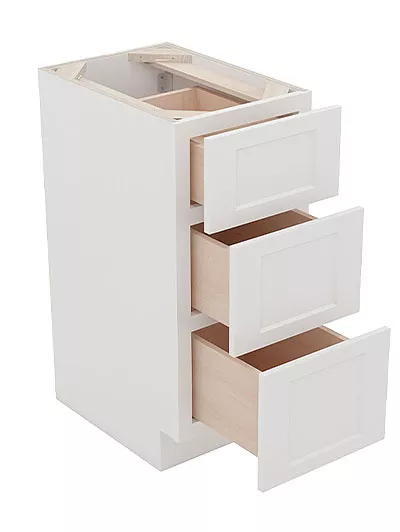 AW-SVB1821-34-1/2″: Ice White Shaker 18″ Three Drawer Base vanity