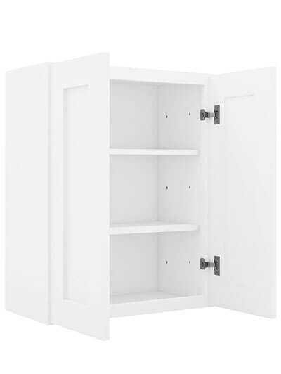 AW-W2430B: Ice White Shaker 24″ Double Door Wall Cabinet