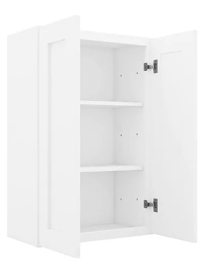 AW-W2436B: Ice White Shaker 24″ Double Door Wall Cabinet
