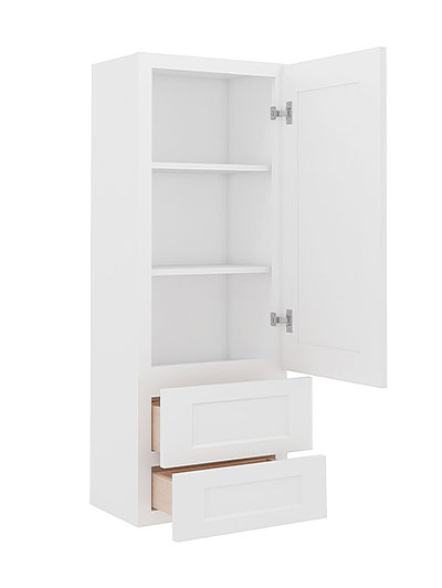 AW-W2D1854: Ice White Shaker 18″ 2 Drawer Wall Cabinet