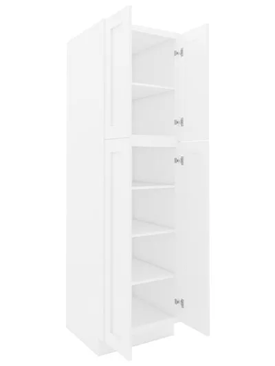 AW-WP2484B: Ice White Shaker 24″ 4 Door Pantry Cabinet