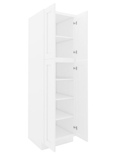 AW-WP2490B: Ice White Shaker 24″ 4 Door Pantry Cabinet