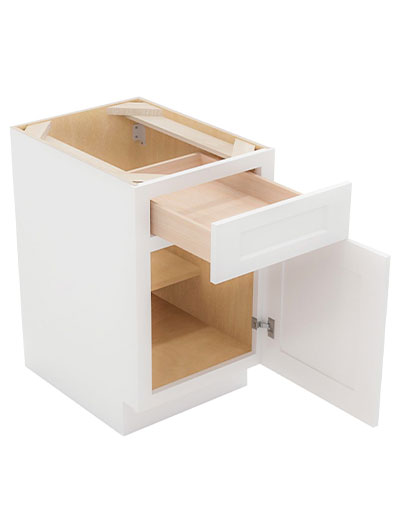 WS-B18: Shaker White 18″ Single Drawer Single Door Base Cabinet