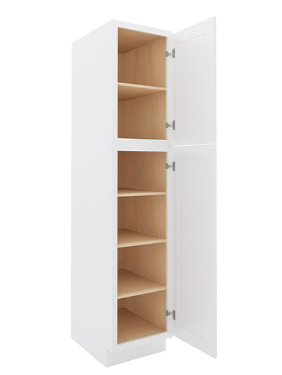 WS-U188424: Shaker White 18″ Utility Cabinet Two Doors 84″ H