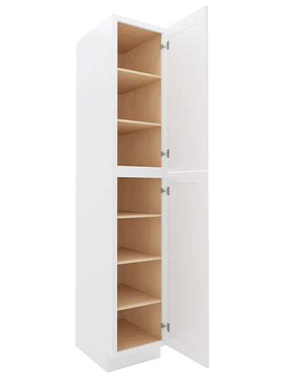 WS-U189624: Shaker White 18″ Utility Cabinet Two Doors 96″ H
