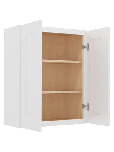 WS-W2430: Shaker White 24″ Double Door 30″ High Wall Cabinet