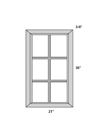 Ashville Antique White 21×30 Mullion Glass Door