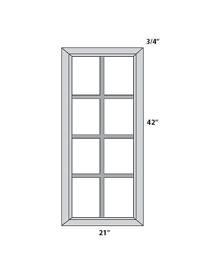 Ashville Antique White 21×42 Mullion Glass Door