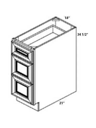 Blue Shaker 18inch Three Drawer Vanity Base Sva18d