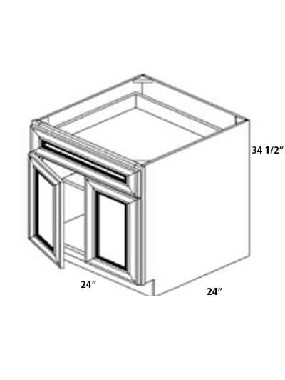 Double Shaker Smoky Grey 24″ Single Drawer, Double Door Base Cabinet