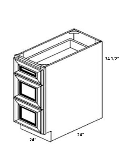 Ashville Cinnamon 24″ Three Drawer Base Cabinet