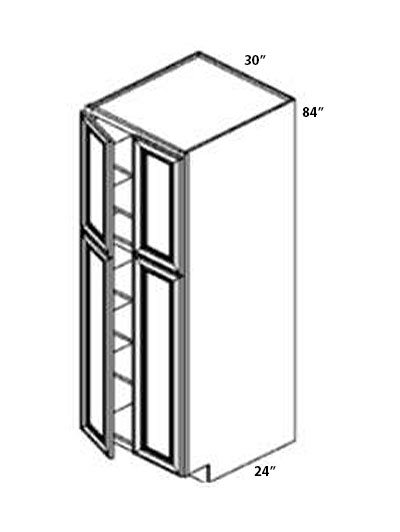Double Shaker Sterling Grey 30×84 Double Door Tall Pantry Cabinet