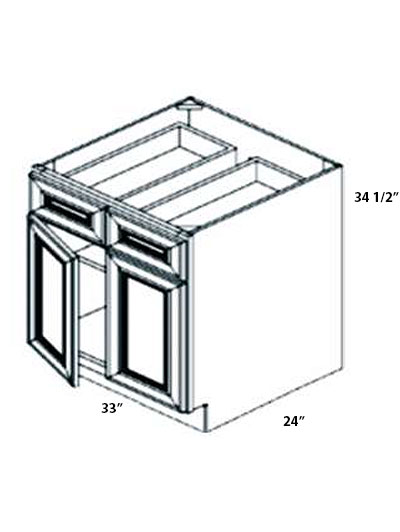 Ashville Cinnamon 33″ Double Drawer, Double Door Base Cabinet