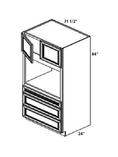 Double Shaker Smoky Grey 84″ High, Double Door, Three Drawer Oven Pantry