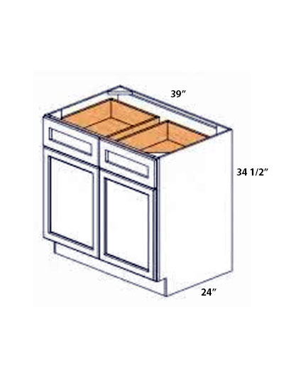 Eldridge Ash Walnut 39inch Double Door Double Drawer Base Cabinet B39