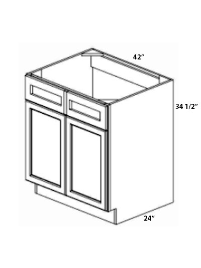 Pristine White Shaker 42″ Double Door Sink Base Cabinet