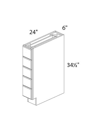 Rockport White 6″ Five Drawer Stack Base Cabinet
