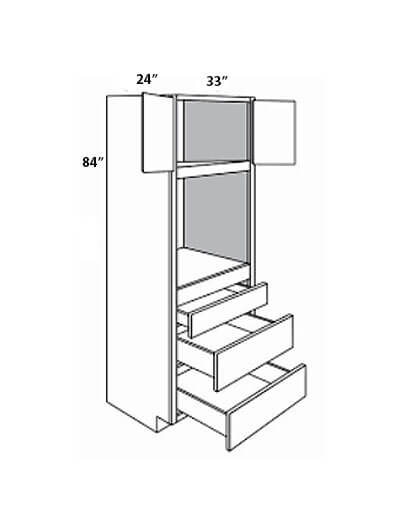 Rockport Grey 33″x84″ Double Door, Triple Drawer Oven Cabinet