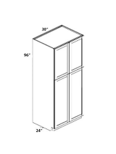 Pristine White Shaker 30″x96″ Four Door Pantry Cabinet