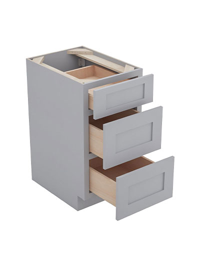 AB-DB15(3): Lait Grey Shaker 15″ 3 Drawer Base Cabinet
