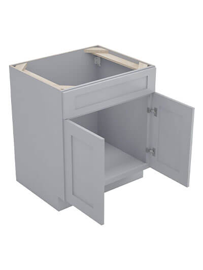 Lait Grey Shaker 30 in. W x 24 in. D x 34.5 in. H Double Door Sink Base Cabinet