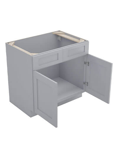 Lait Grey Shaker 33 in. W x 24 in. D x 34.5 in. H Double Door Sink Base Cabinet