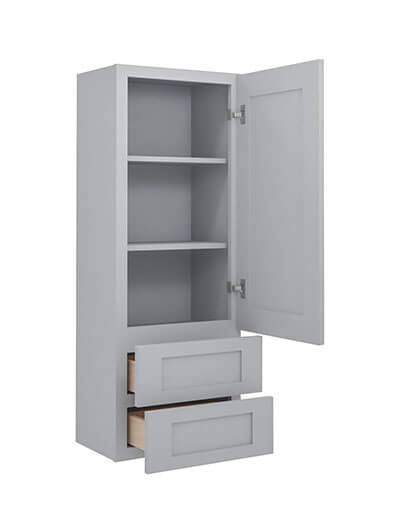 Lait Grey Shaker 18 in. W x 12 in. D x 48 in. H Double Drawer Wall Cabinet