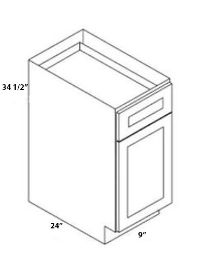 Pristine White Shaker Single Door Single Drawer Base Cabinet B09
