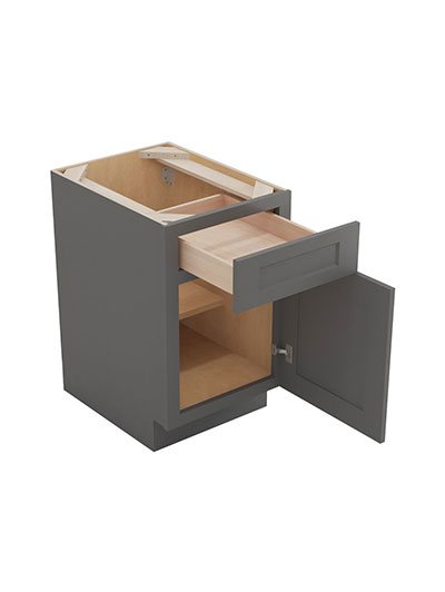 SG-B15: Shaker Grey 15″Single Drawer Single Door Base Cabinet