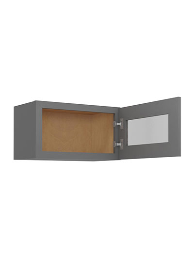 SG-W2112GD: Shaker Grey 21″ Glass Door Wall Stacker Cabinet Single Door 12″ H