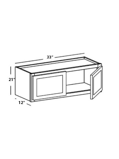 True Dove Shaker 33″x21″ Double Door Bridge Wall Cabinet