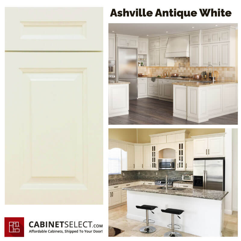 Ashville Antique White Kitchen Cabinet Line | CabinetSelect.com