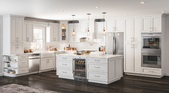 10x10 Double Shaker White Kitchen Cabinets | CabinetSelect.com
