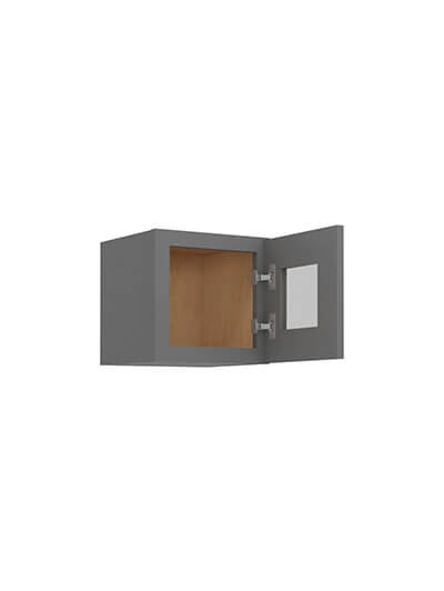 SG-W1512GD: Shaker Grey 15″ Glass Door Wall Stacker Cabinet Single Door 12″ H