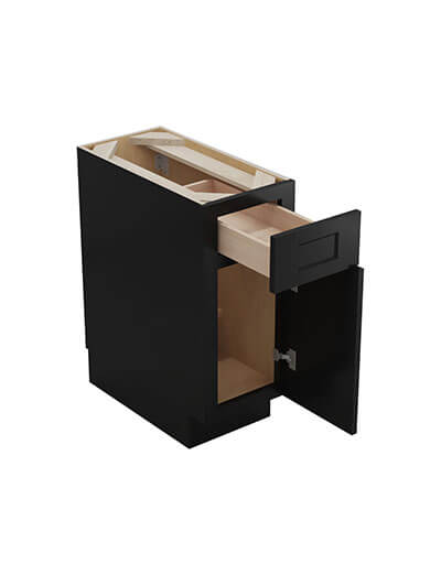 Black Shaker 12″ Single Door, Single Drawer Base Cabinet