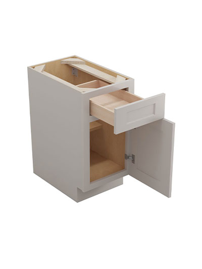 SD-B15: Shaker Dove 15″ Single Drawer Single Door Base Cabinet