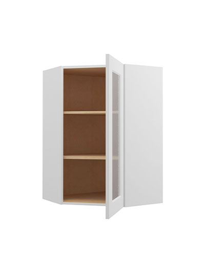 WS-DCW2436GD: Shaker White Diagonal Glass Door Wall Cabinet 36″ Tall