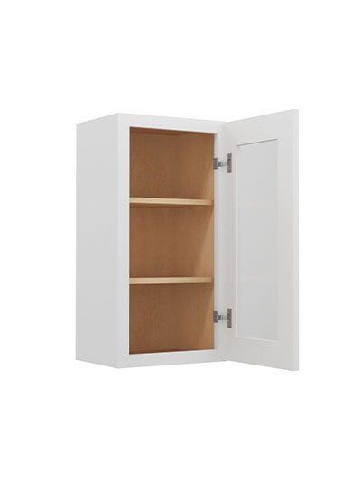 WS-W1530GD: Shaker White 15″ Glass Door Wall Cabinet Single Door 30″ Tall