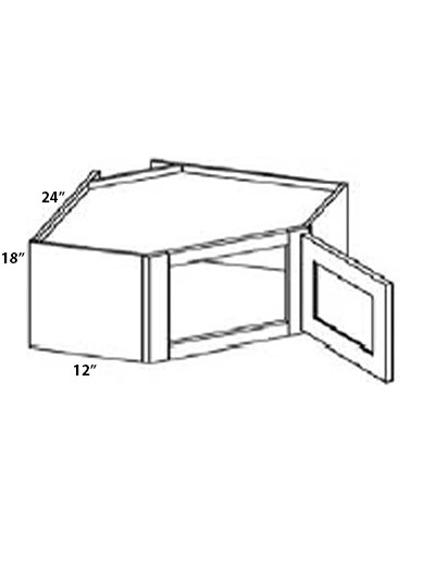 Unfinished Shaker 24×18 Wall Diagonal Corner Stacker Cabinet