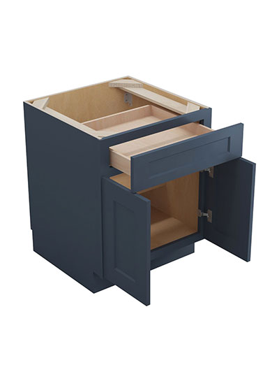 Oceana Blue Shaker 24″ Single Drawer, Double Door Base Cabinet