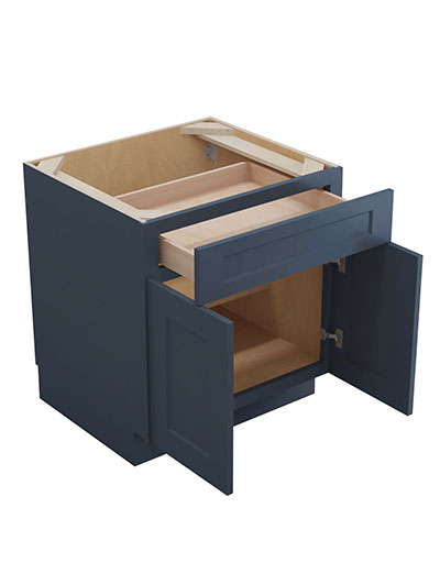 Oceana Blue Shaker 27″ Single Drawer, Double Door Base Cabinet