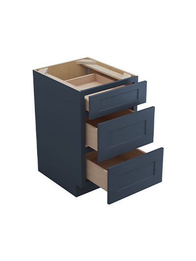 Oceana Blue Shaker 21″ Three Drawer Base Cabinet