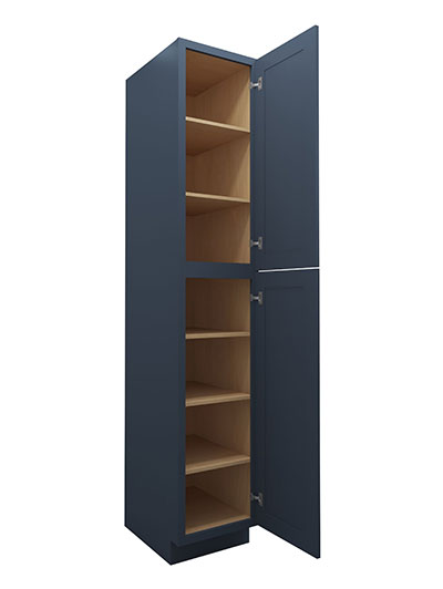 Oceana Blue Shaker 18×96 Single Door Tall Pantry Cabinet